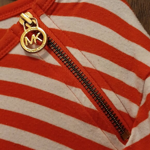 MICHAEL Michael Kors plus size women's shoulder zipper orange & white T-shirt 3X - Picture 4 of 13